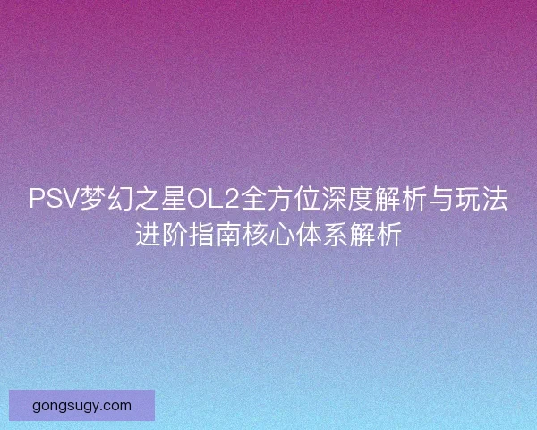 PSV梦幻之星OL2全方位深度解析与玩法进阶指南核心体系解析