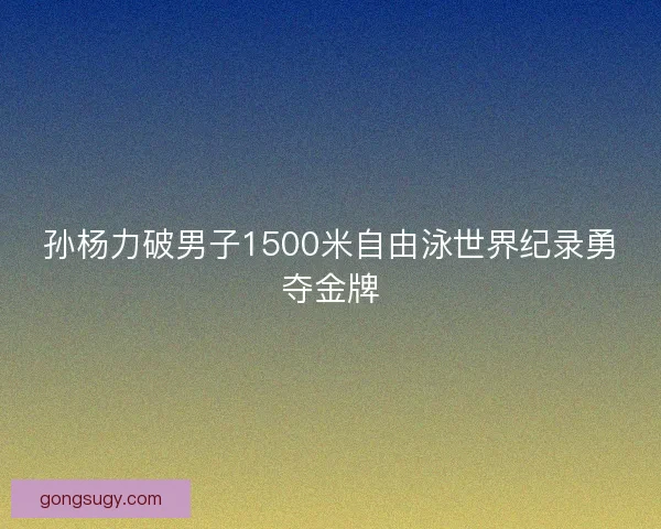 孙杨力破男子1500米自由泳世界纪录勇夺金牌